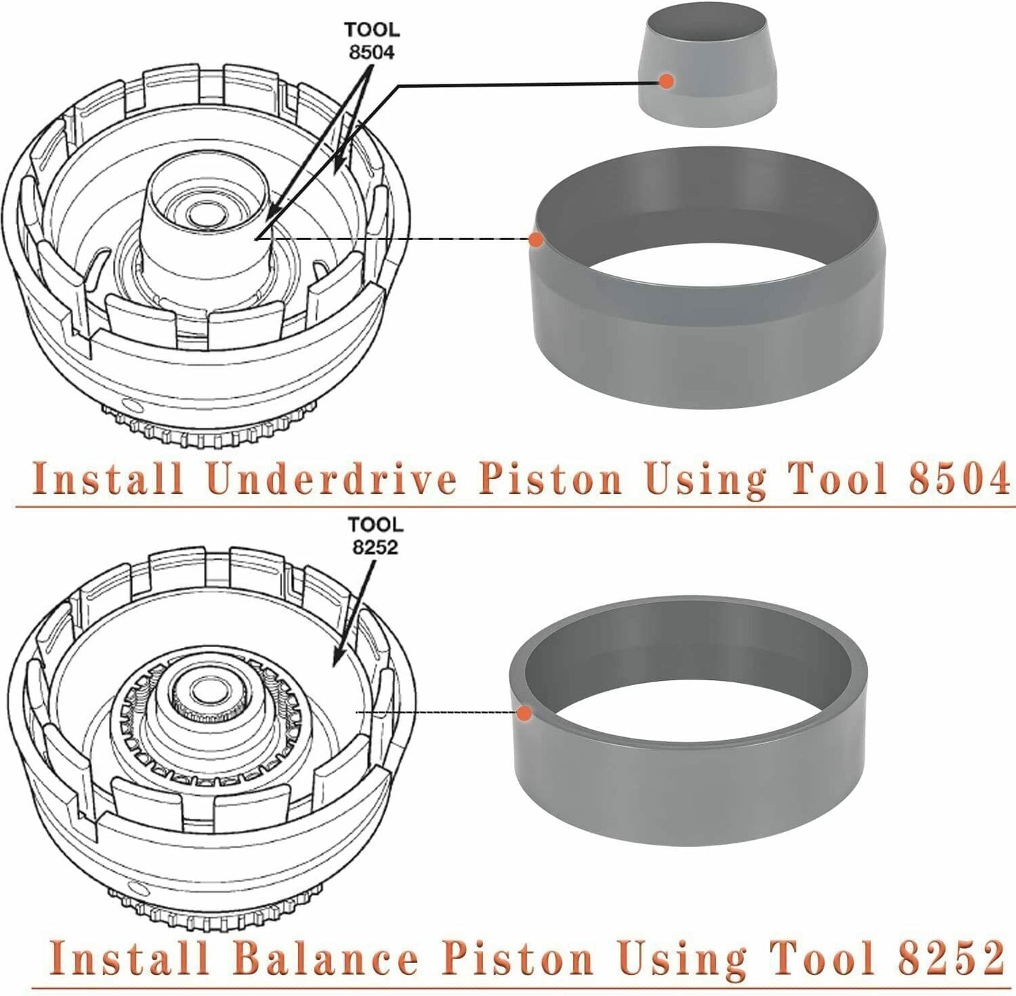 68RFE Transmission Underdrive Piston and Retainer Install Tool Similar T-3250-KM