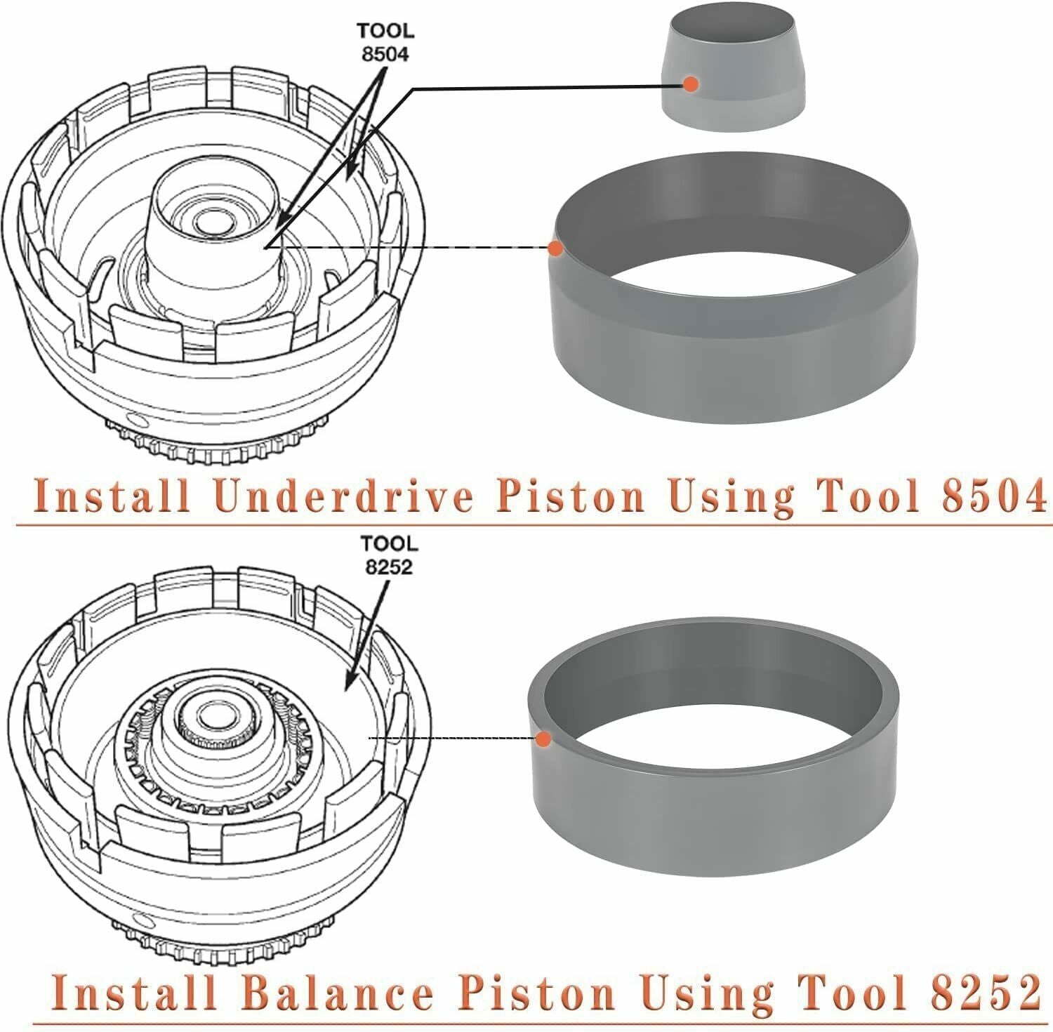 68RFE Transmission Underdrive Piston and Retainer Install Tool Similar T-3250-KM