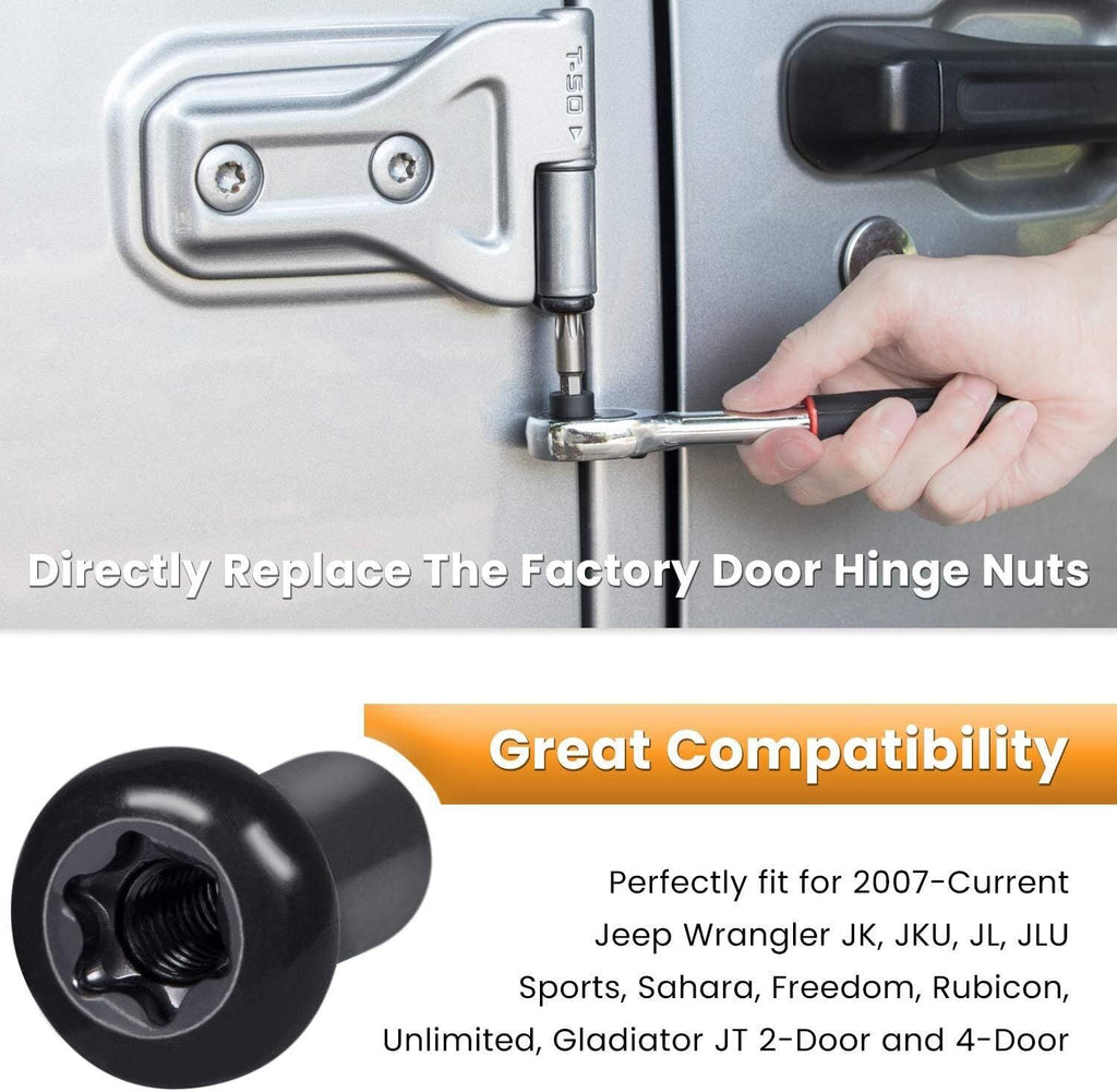 Door Hinge Nuts For Jeep Wrangler JK JKU JL JLU Gladiator JT 2/4-Door 2007-2021