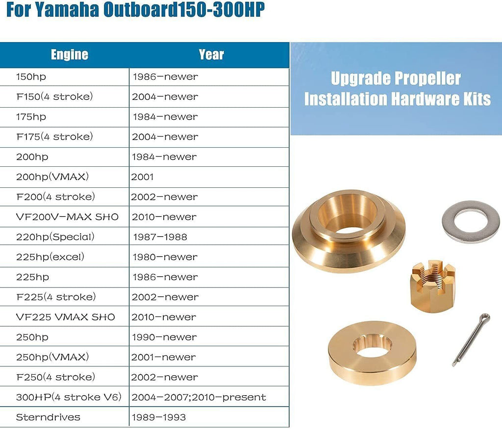 Propeller Hardware Kits Thrust Washer/Spacer/Nut for Yamaha Outboard 150-300HP