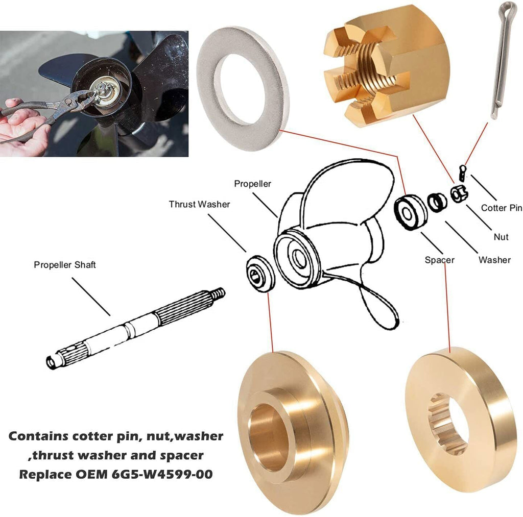 Propeller Hardware Kits Thrust Washer/Spacer/Nut for Yamaha Outboard 150-300HP