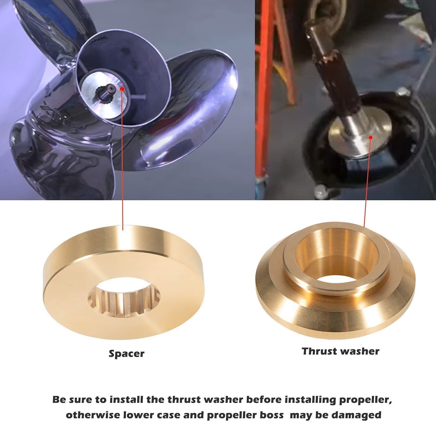 Propeller Hardware Kits Thrust Washer/Spacer/Nut for Yamaha Outboard 150-300HP