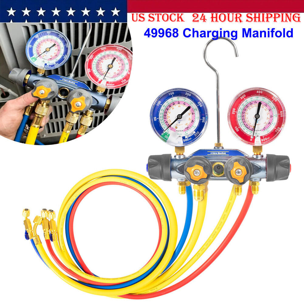 For Yellow Jacket 4-Valve 49968 Test and Charging Manifold Gauges R-22/404A/410A