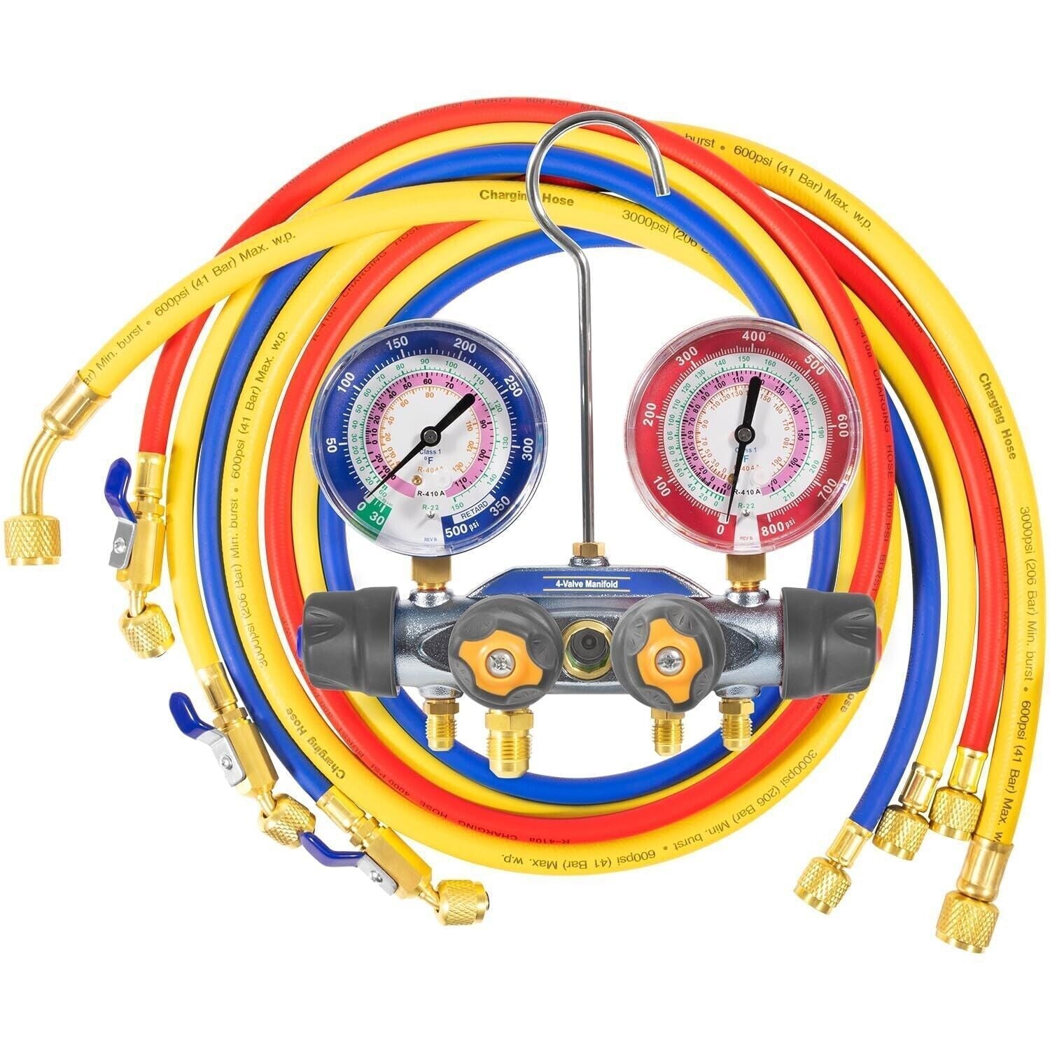 For Yellow Jacket 4-Valve 49968 Test and Charging Manifold Gauges R-22/404A/410A