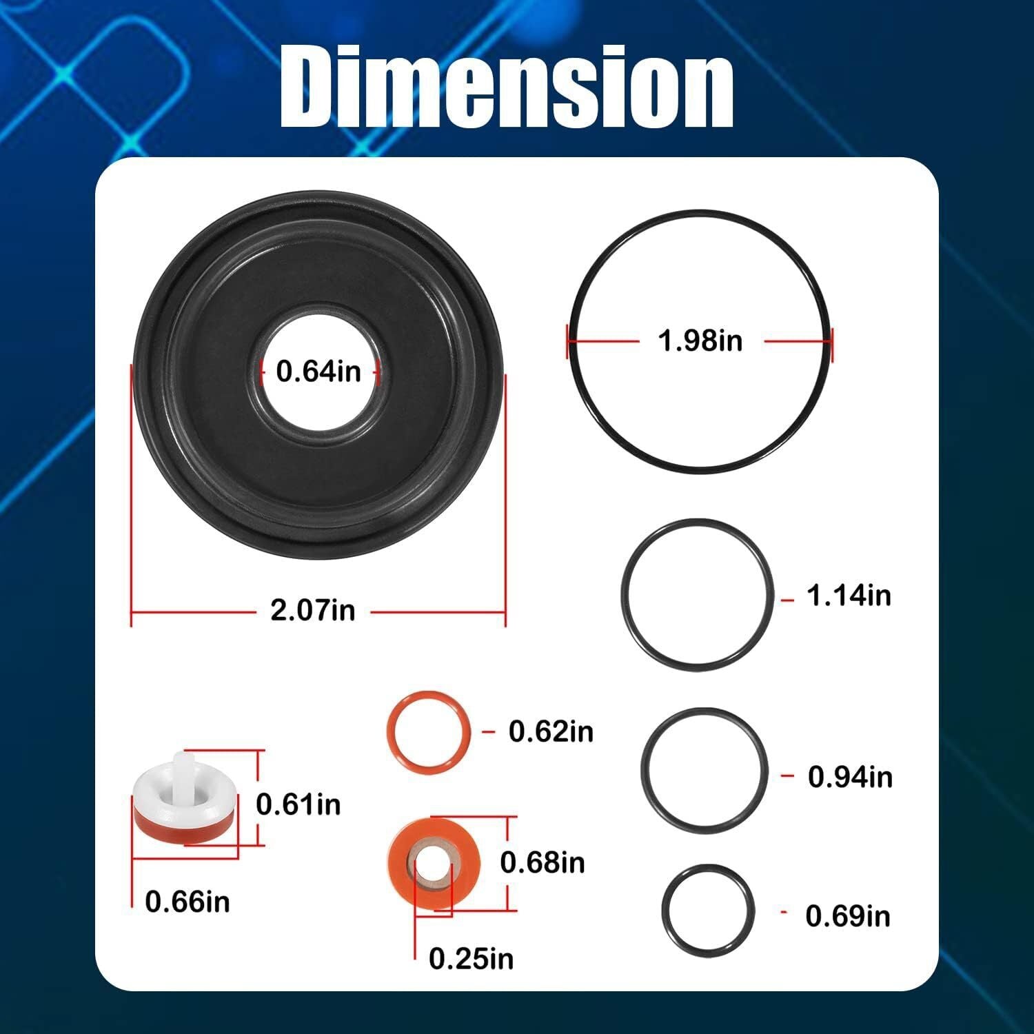 For Watts 1/4" 3/8" 1/2" 009 LF009 RK-009-RT Complete Rubber Repair Kit 0887297