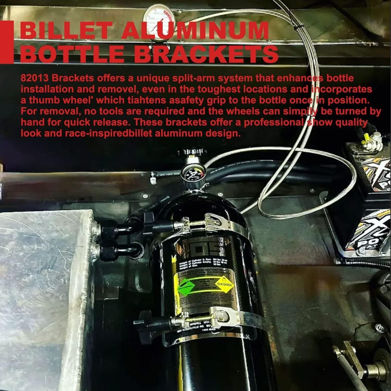 Billet Aluminum 7" Nitrous Oxide NOS Bottle Bracket Holder 82013 for 10LB 15LB