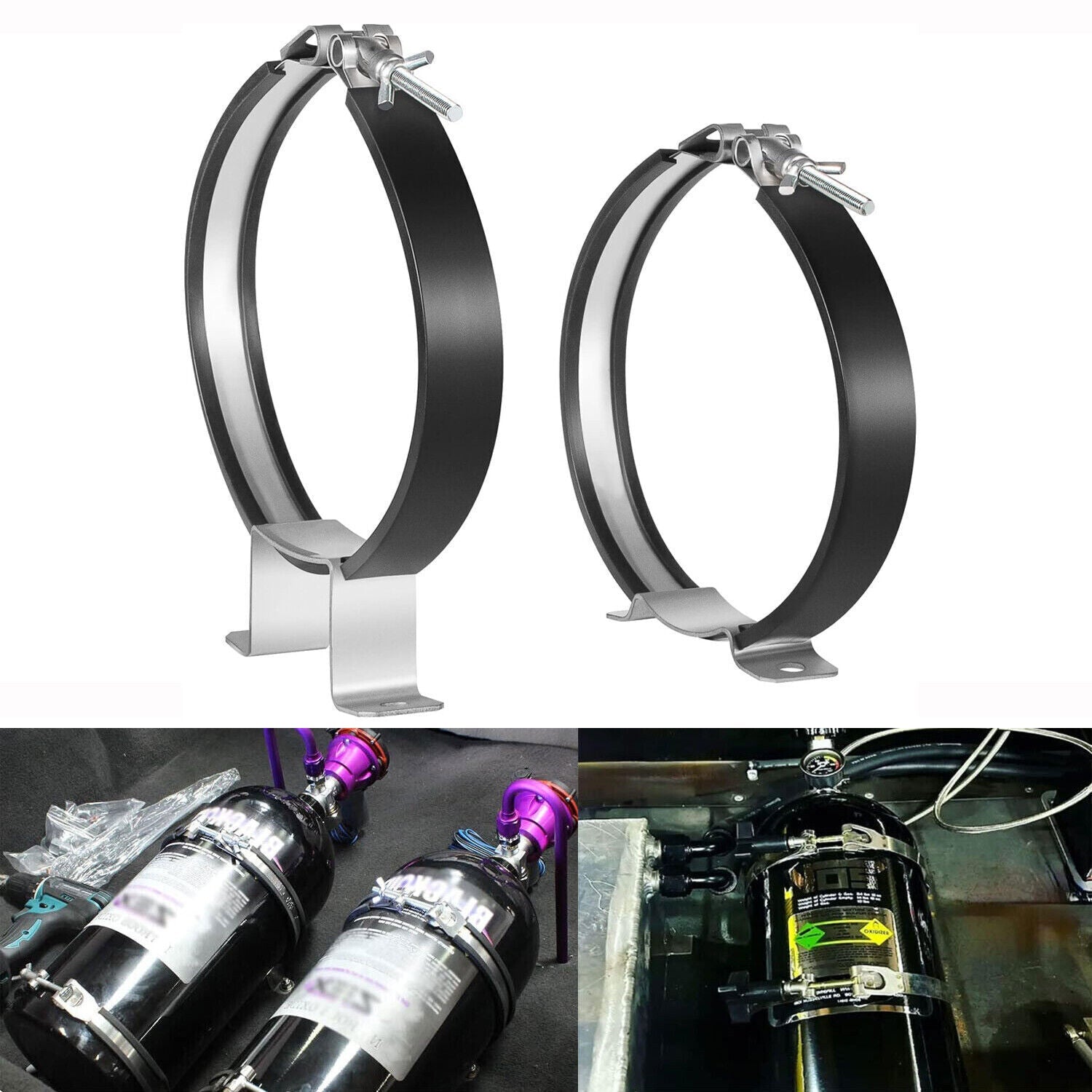 Billet Aluminum 7" Nitrous Oxide NOS Bottle Bracket Holder 82013 for 10LB 15LB