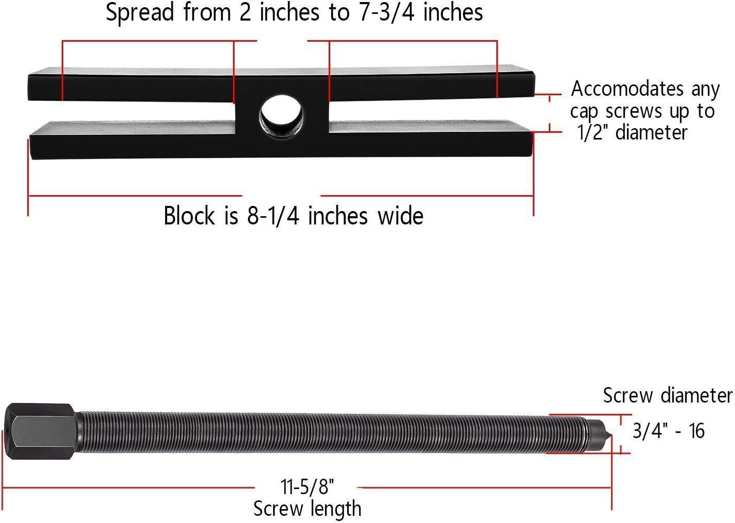 522 Large Gear and Pulley Puller Replace OTC 522 & 7393 Tapped Holes (2 Pack)