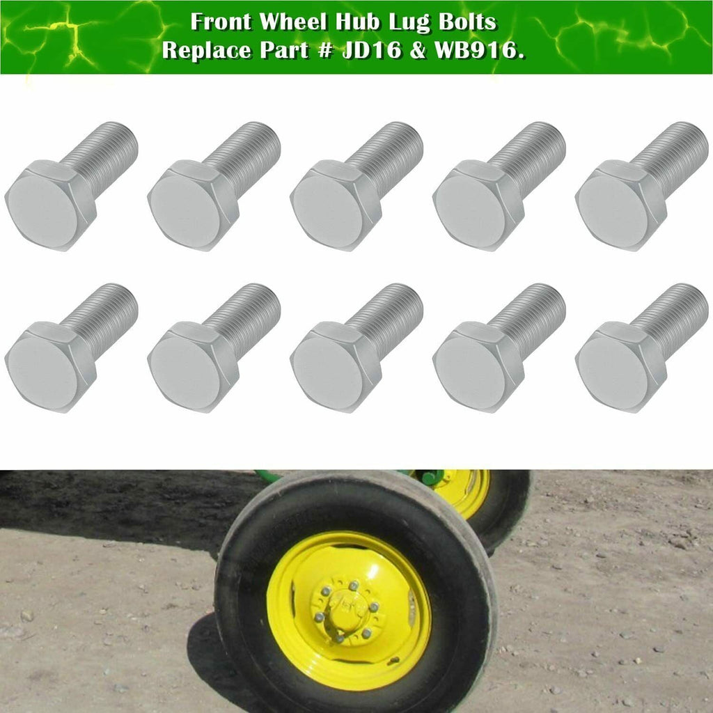 JD16 Front Wheel Hub Lug Bolts 9/16-18 x 1-1/8" Fit for John Deere Tractor 10PCS