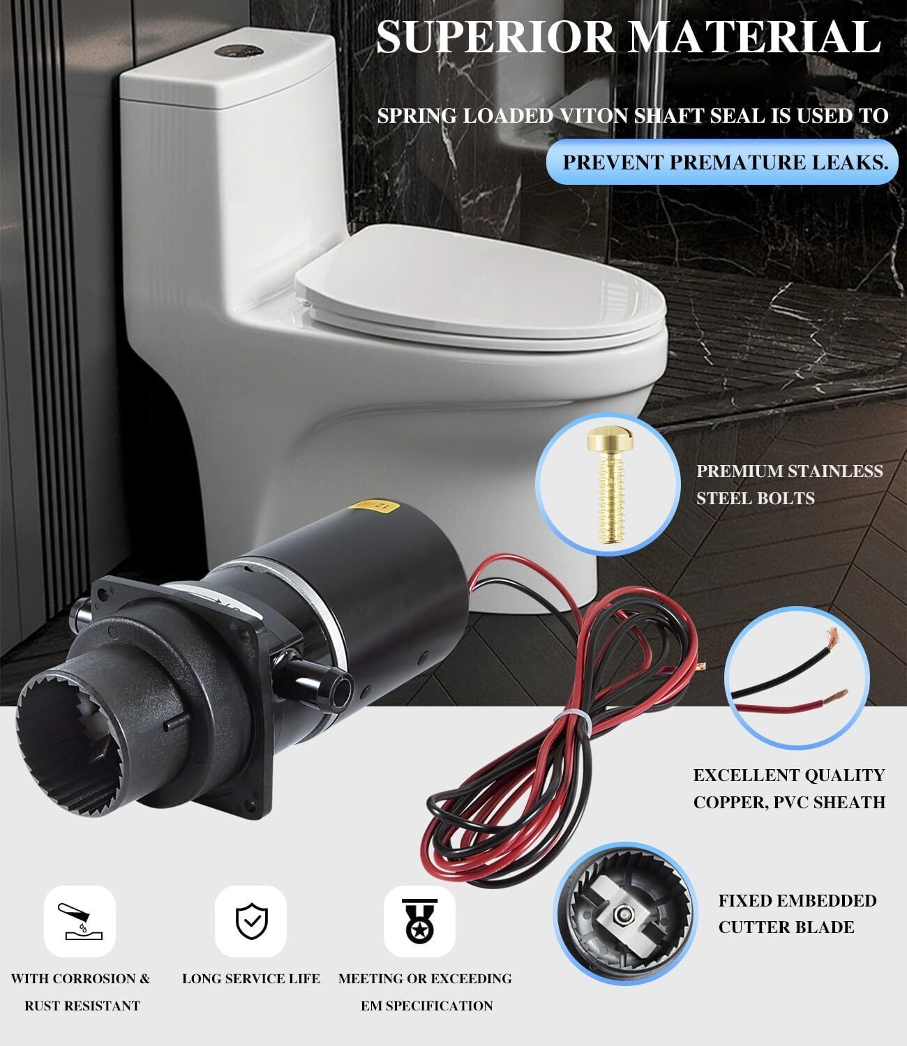 37041-0010 Motor Pump Assembly 12V for Jabsco 74001-2460 Marine Electric Toilet