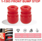 1-1303 Polyurethane Front Bump Stop for 2007-2018 Jeep Wrangler JK/JKU 2pcs Red