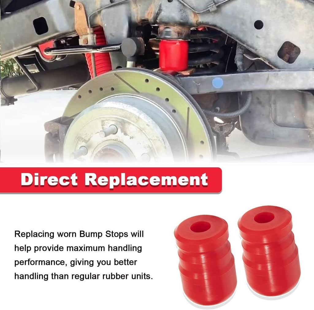 1-1303 Polyurethane Front Bump Stop for 2007-2018 Jeep Wrangler JK/JKU 2pcs Red