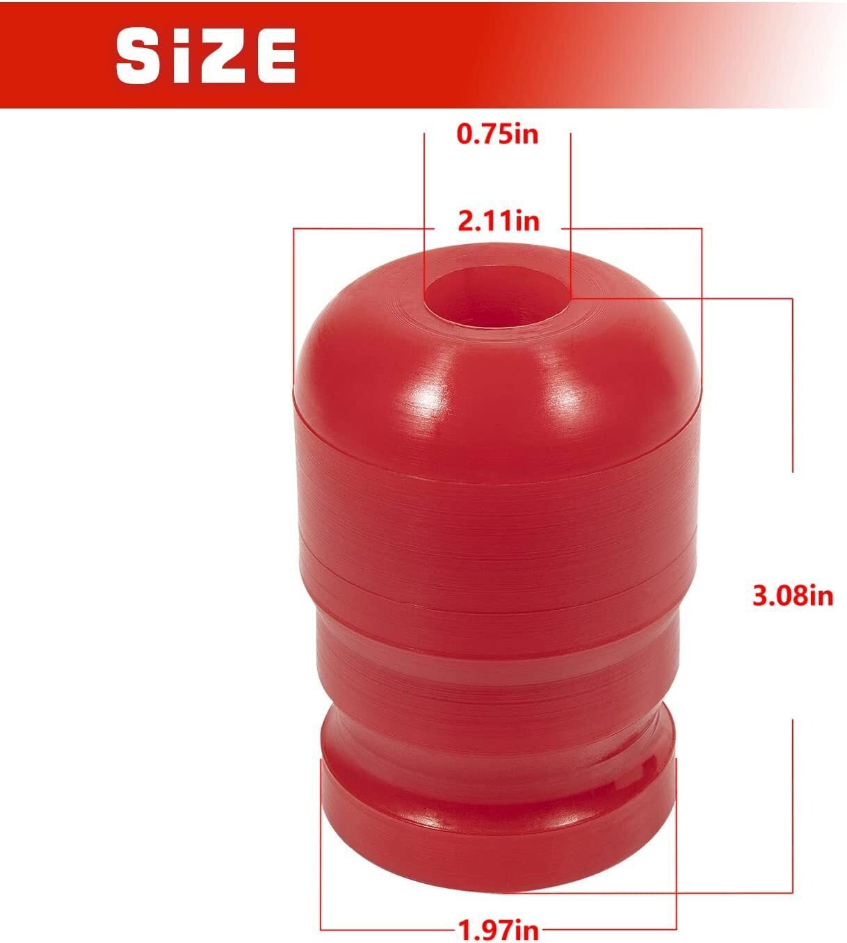 1-1303 Polyurethane Front Bump Stop for 2007-2018 Jeep Wrangler JK/JKU 2pcs Red