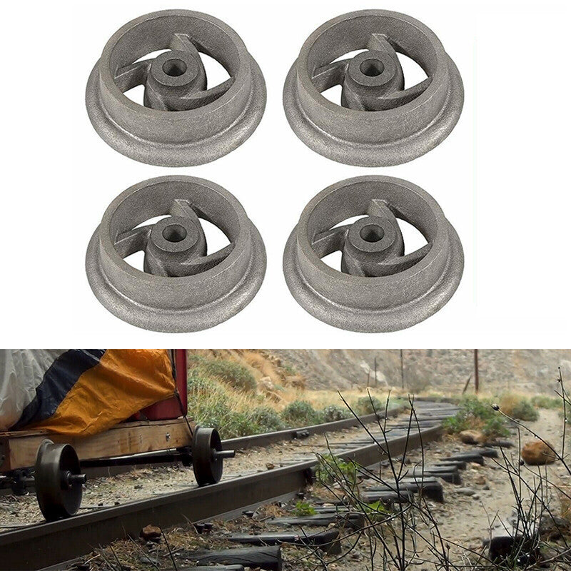 4PCS Cast Iron Cart Wheels Caster Set for Large Model Mine Ore Car Mining 7 1/4"