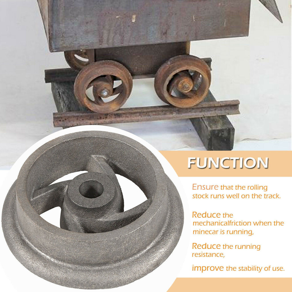 4PCS Cast Iron Cart Wheels Caster Set for Large Model Mine Ore Car Mining 7 1/4"