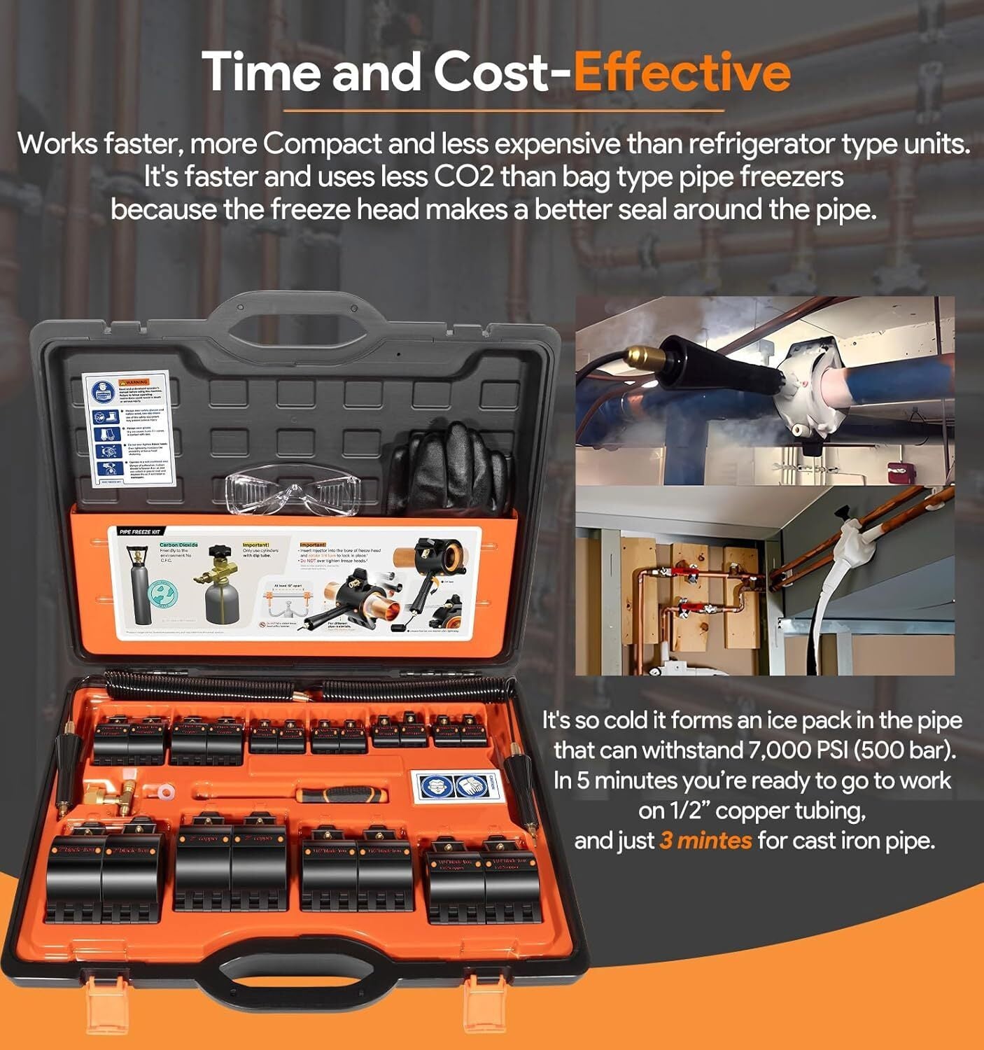 CST2 General Cold-Shot Pipe Freeze Kit, Small, Black and Orange