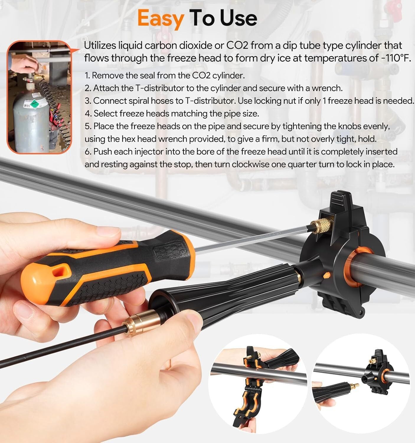 CST2 General Cold-Shot Pipe Freeze Kit, Small, Black and Orange