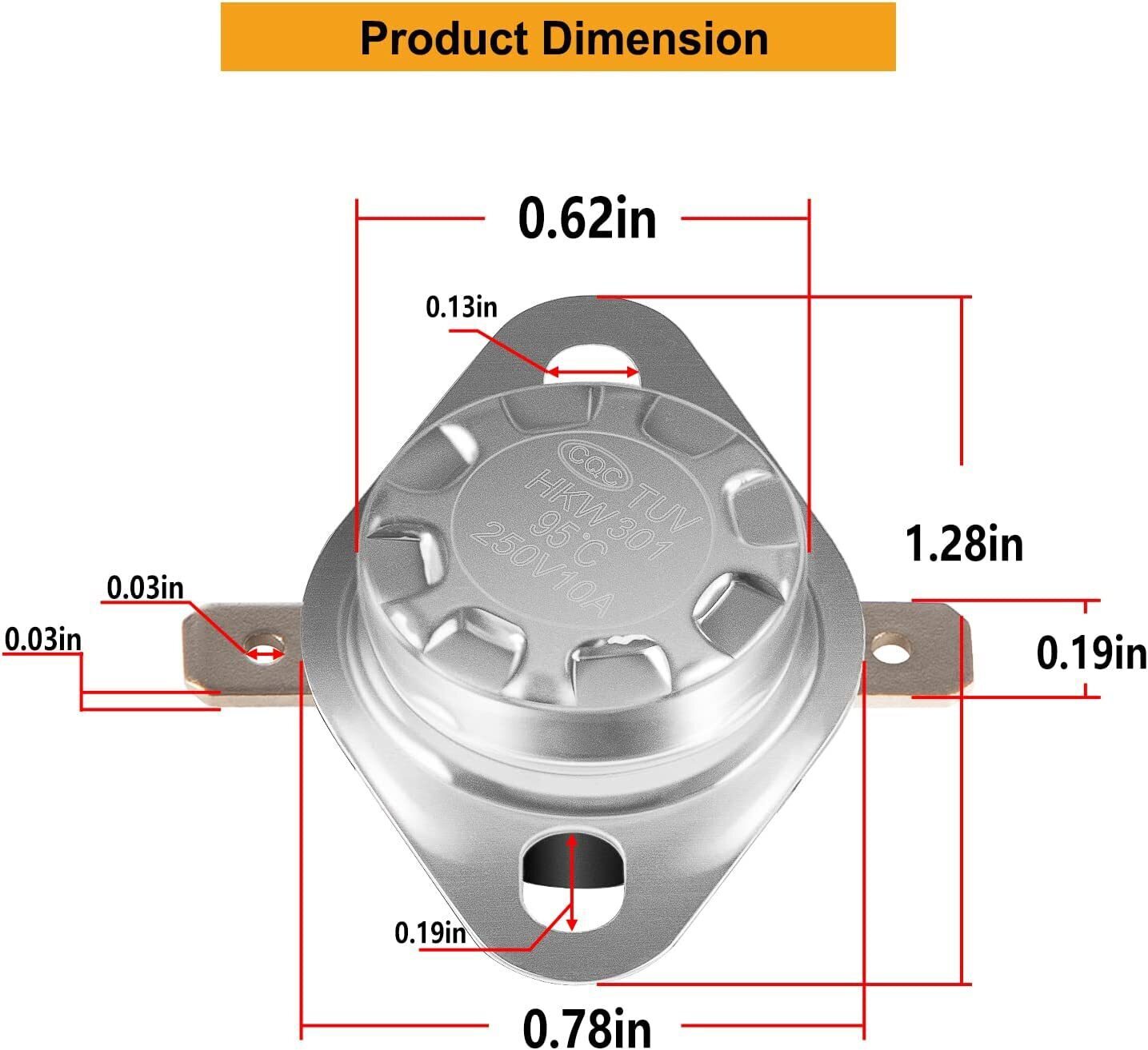 37022 Limit Switch For Atwood RV Furnaces, 85-III, 85-IV, 1522, 8525, 8531-190℉
