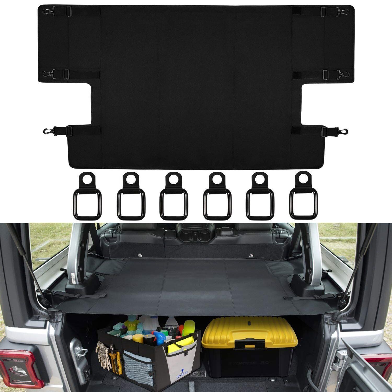 Cargo Cover Foldable Rear Trunk Organizer Shade for Jeep Wrangler JL 2018~2020