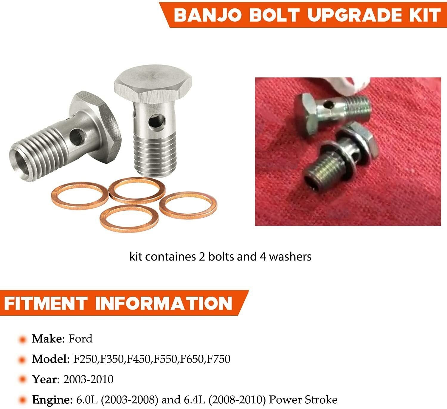For Ford Powerstroke 6.0 6.4L Diesel Fuel Banjo Bolt Ultra High Flow Upgrade