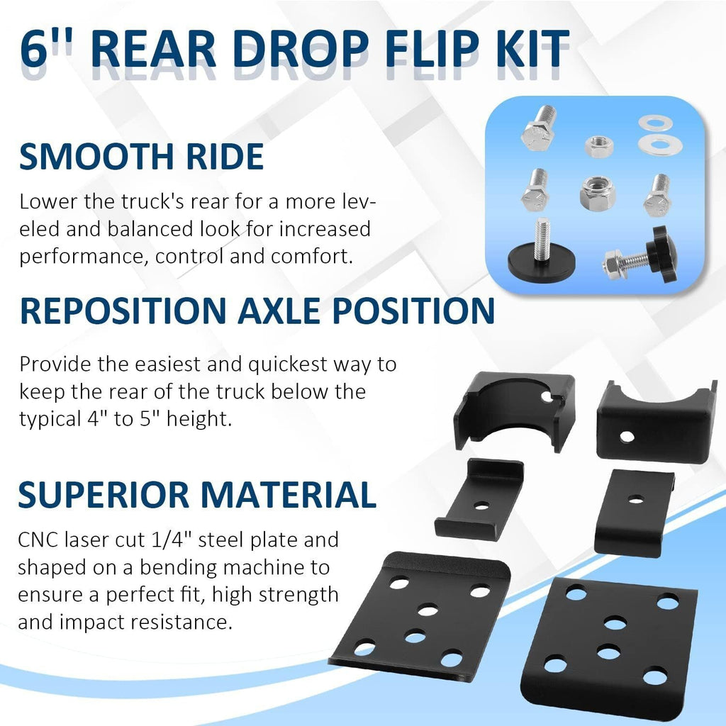 C-Notch Rear Support & 6" Drop Flip Kit for 99-07 Chevy Silverado C1500 GMC Sier