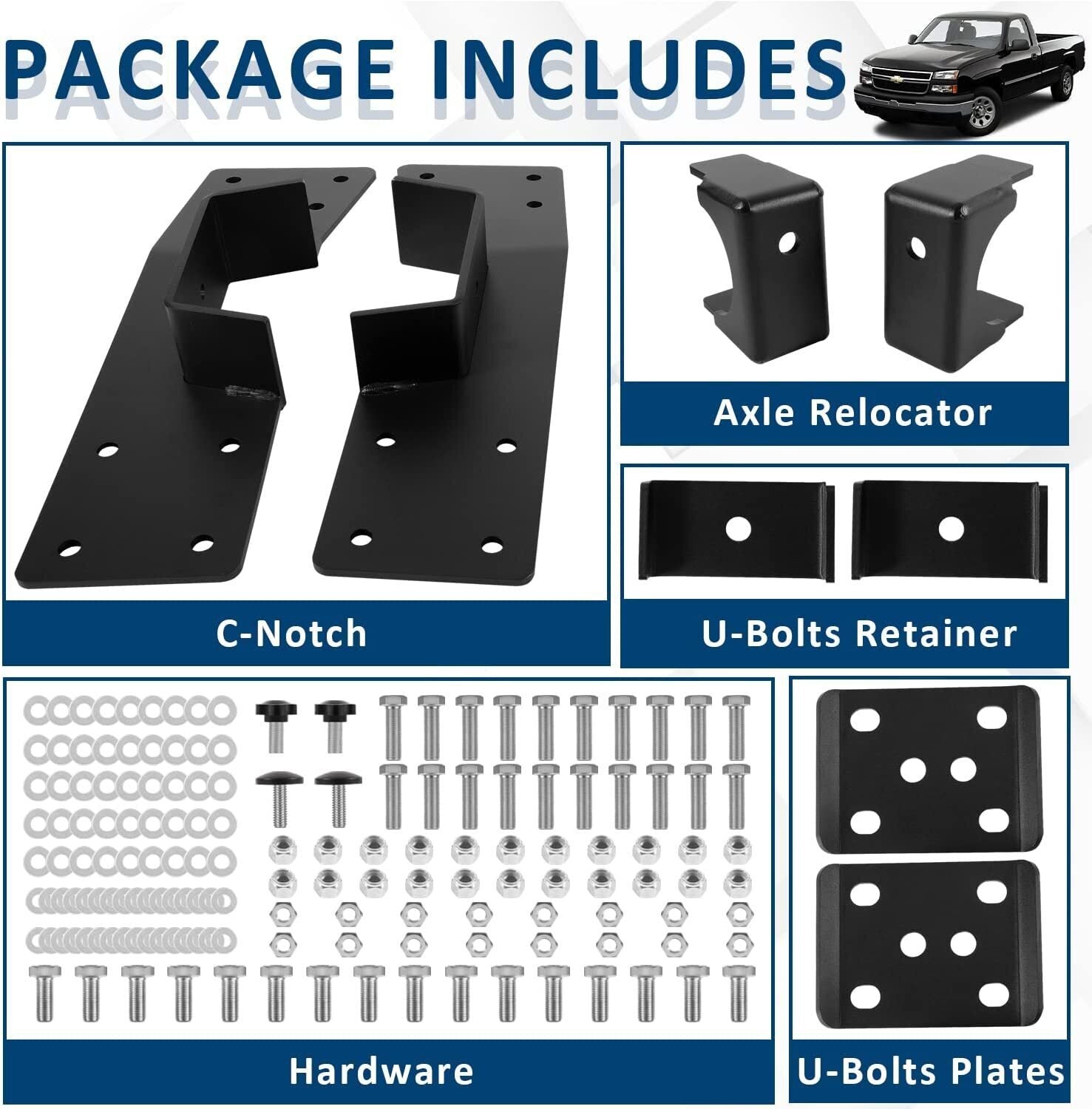 C-Notch Rear Support & 6" Drop Flip Kit for 99-07 Chevy Silverado C1500 GMC Sier