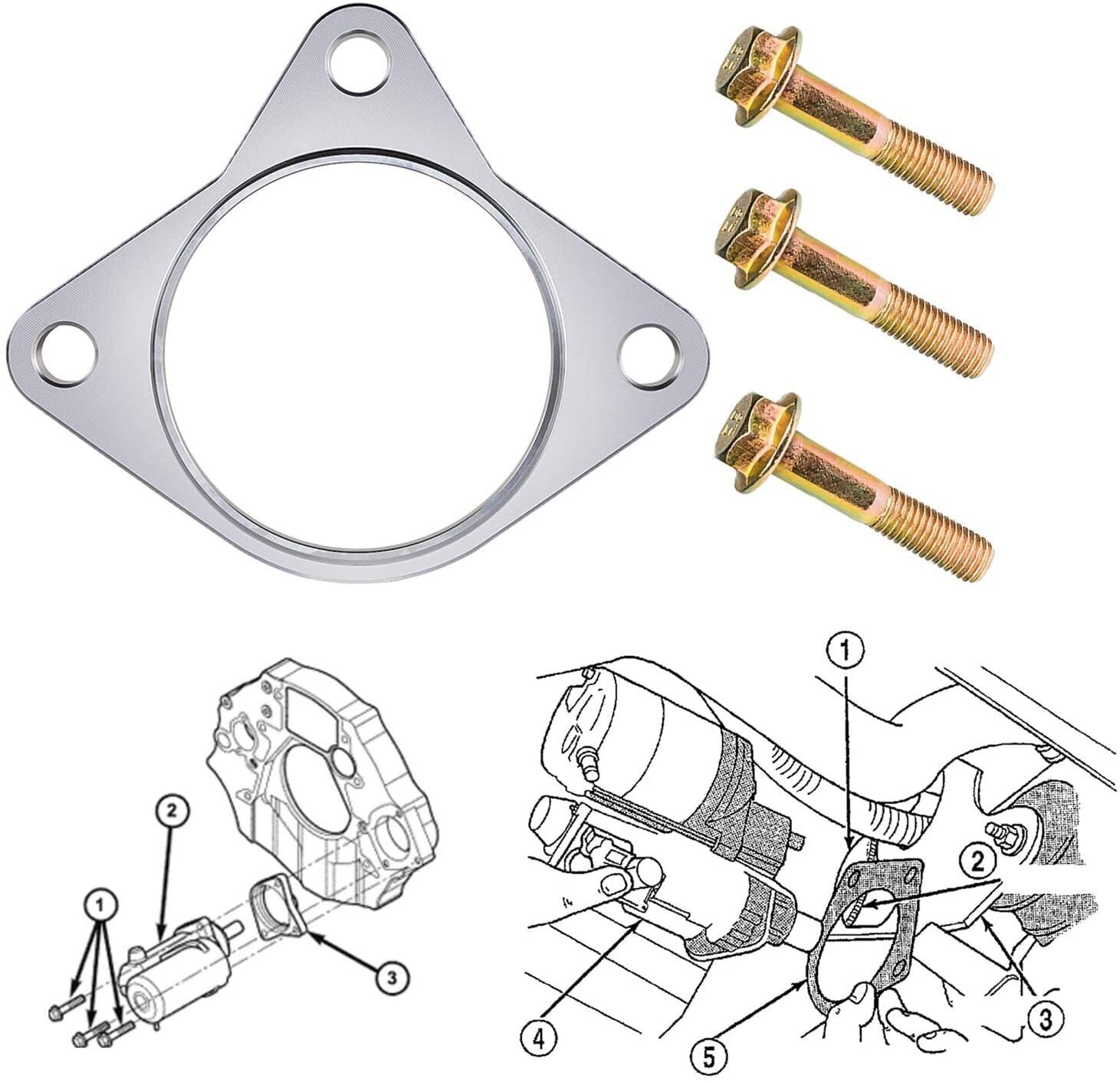 Starter Spacer Kit w/ Bolts 5 Speed For 94-02 Dodge Ram 2500 3500 Cummins 5.9L