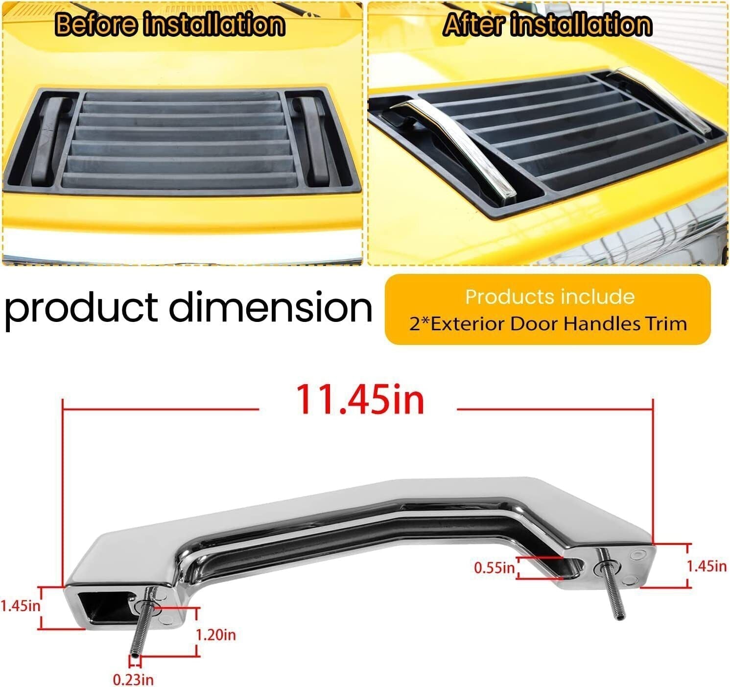 Chrome Hood Exterior Door Handles Trim Accessories for Hummer H2 2003-2009 SUT