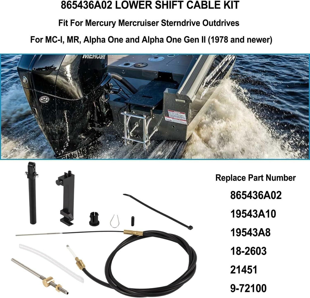 1 & 2 Lower Shift Cable Kit 865436A03 for Mercruiser Alpha One Gen 2, R, MR, MC