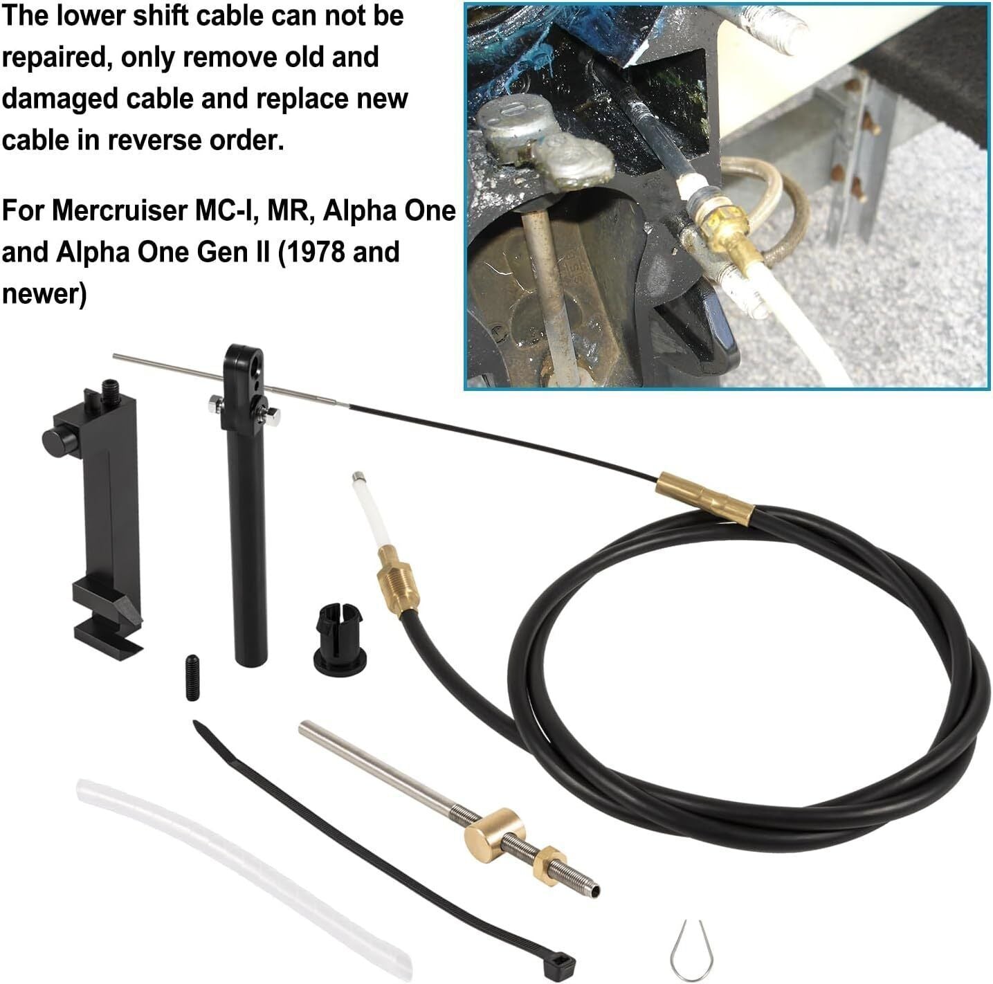1 & 2 Lower Shift Cable Kit 865436A03 for Mercruiser Alpha One Gen 2, R, MR, MC