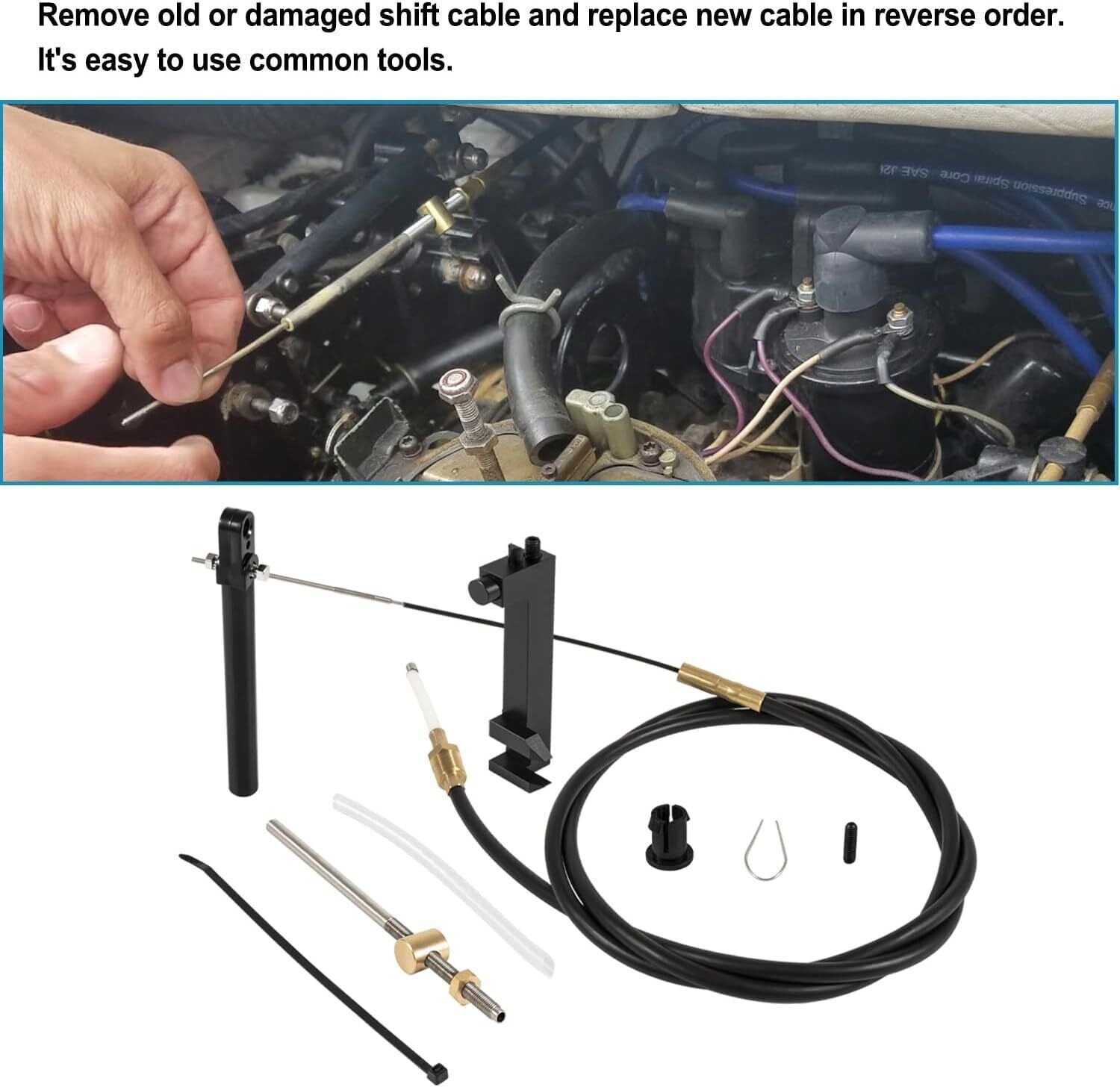 1 & 2 Lower Shift Cable Kit 865436A03 for Mercruiser Alpha One Gen 2, R, MR, MC