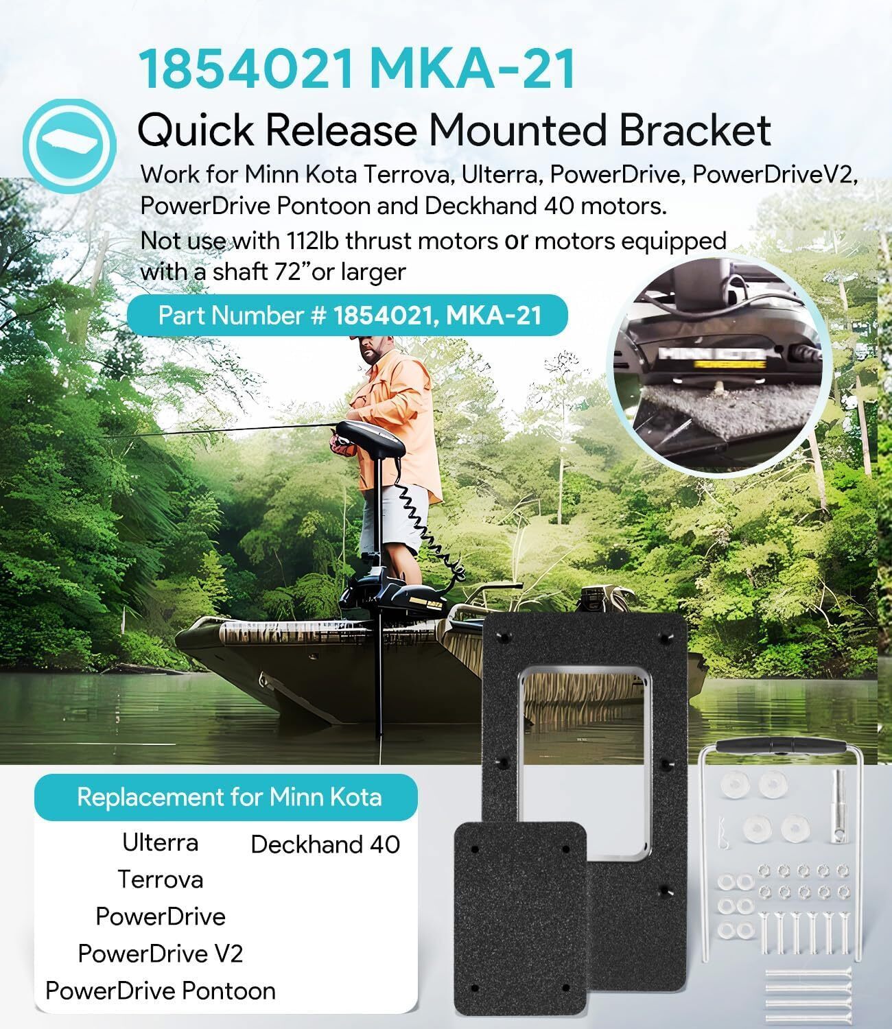 For 1854021 Minn Kota Power Drive V2 Composite Quick Release Bracket MKA-21