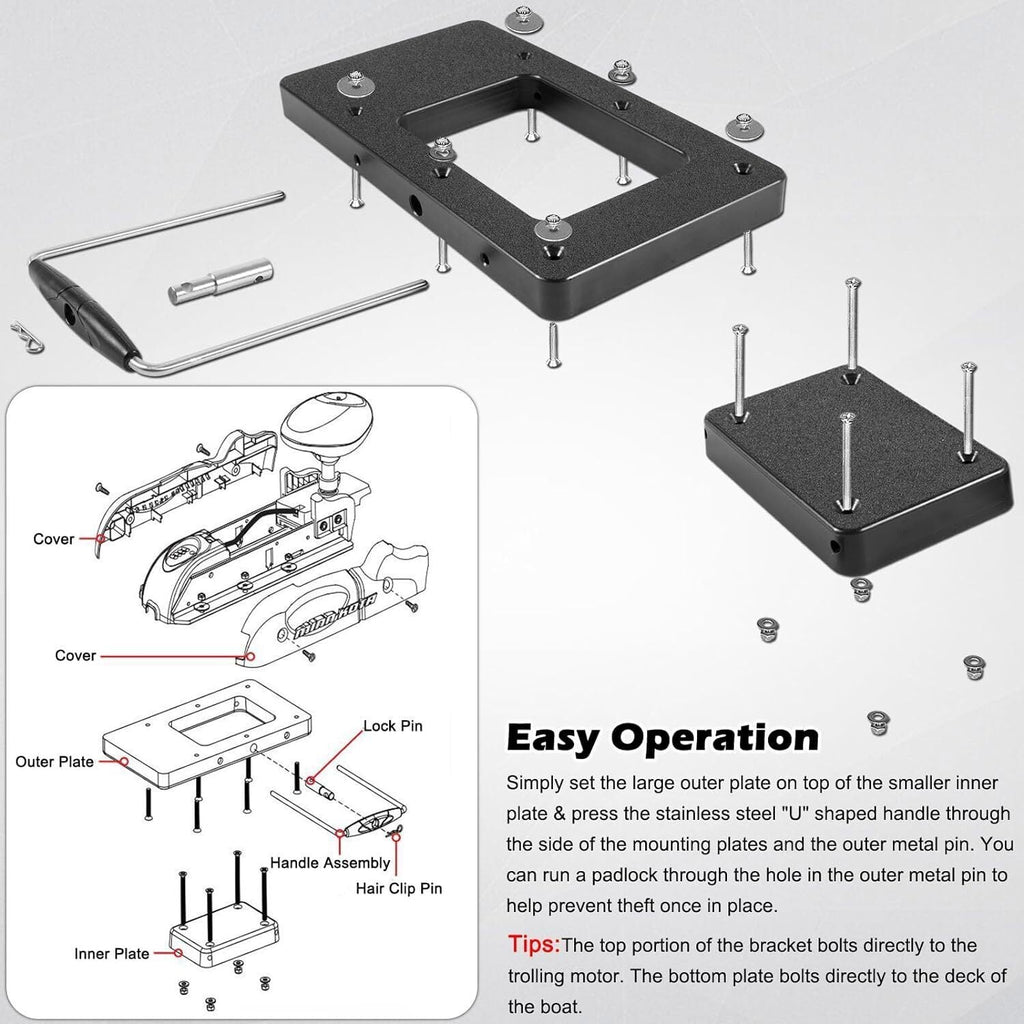 For 1854021 Minn Kota Power Drive V2 Composite Quick Release Bracket MKA-21