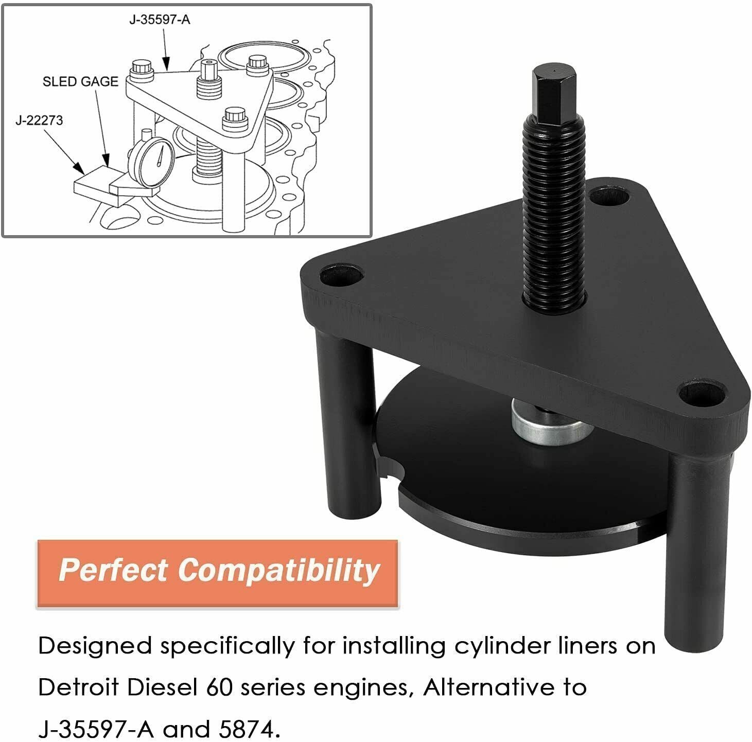 J-35597-A 5874 Cylinder Liner Installer DD60 Tool Alt. Detroit Diesel 60 Series