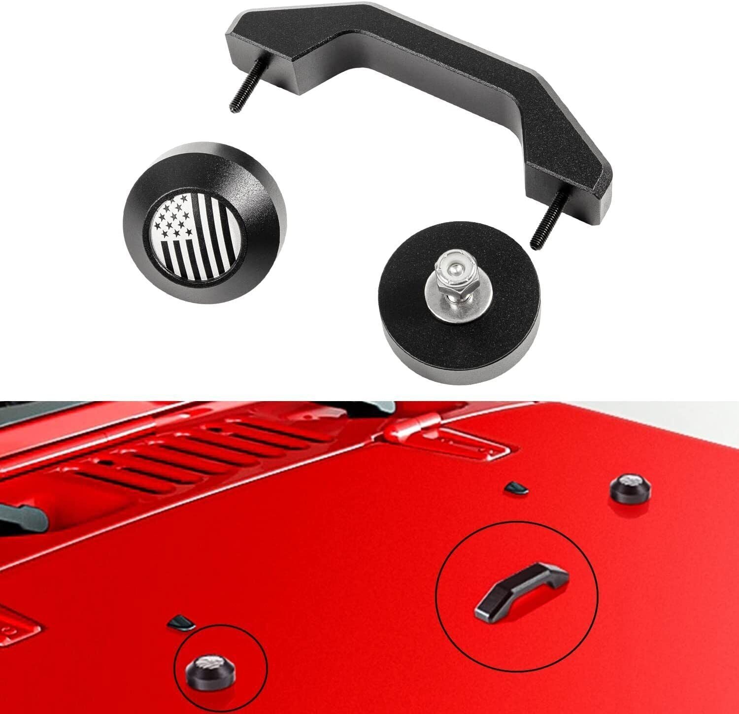 Bumper Hood Stops & Footman' Loop Bracket Set for Jeep Wrangler JK JKU 2007-2018