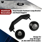 Bumper Hood Stops & Footman' Loop Bracket Set for Jeep Wrangler JK JKU 2007-2018