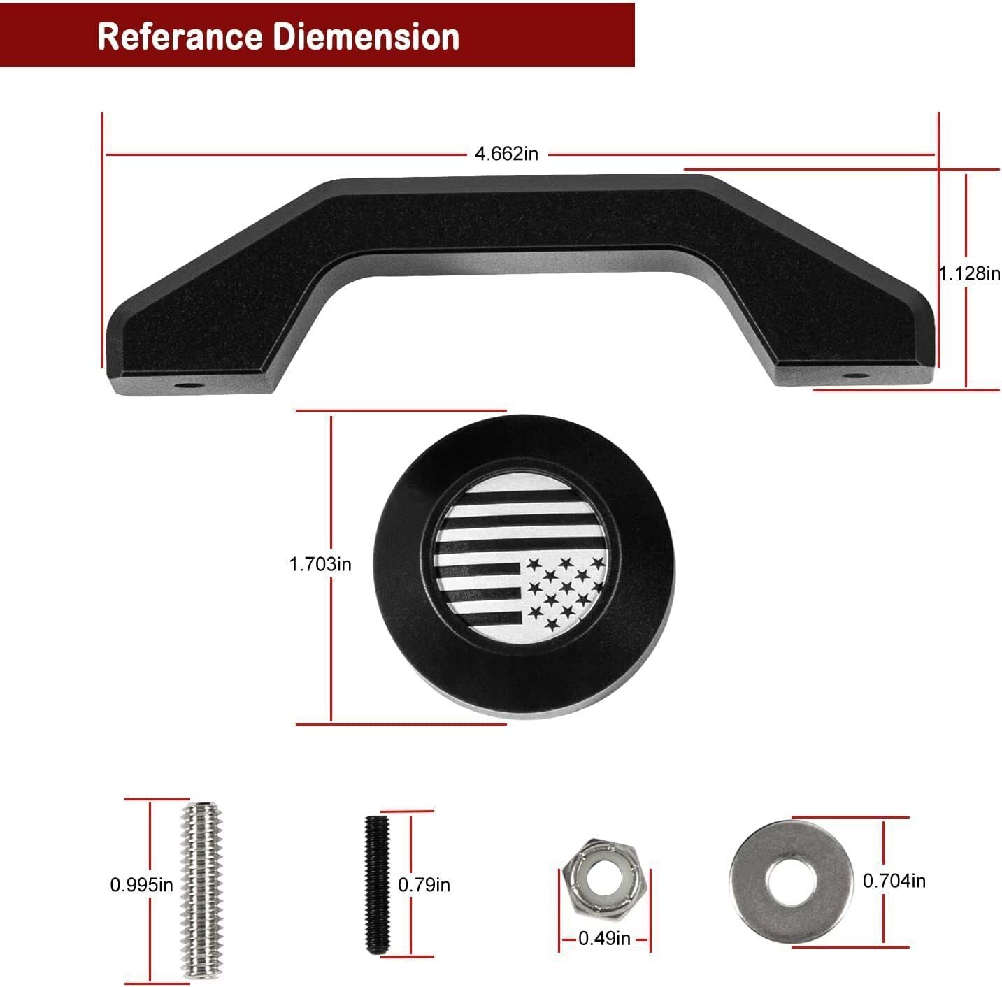 Bumper Hood Stops & Footman' Loop Bracket Set for Jeep Wrangler JK JKU 2007-2018