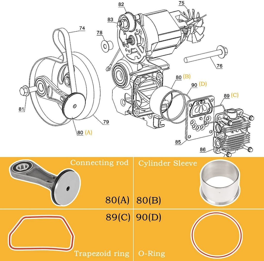 N021725/N038785 Air Compressor Piston Kit For DeWalt 2-7/8" D55146 D55167 D55168
