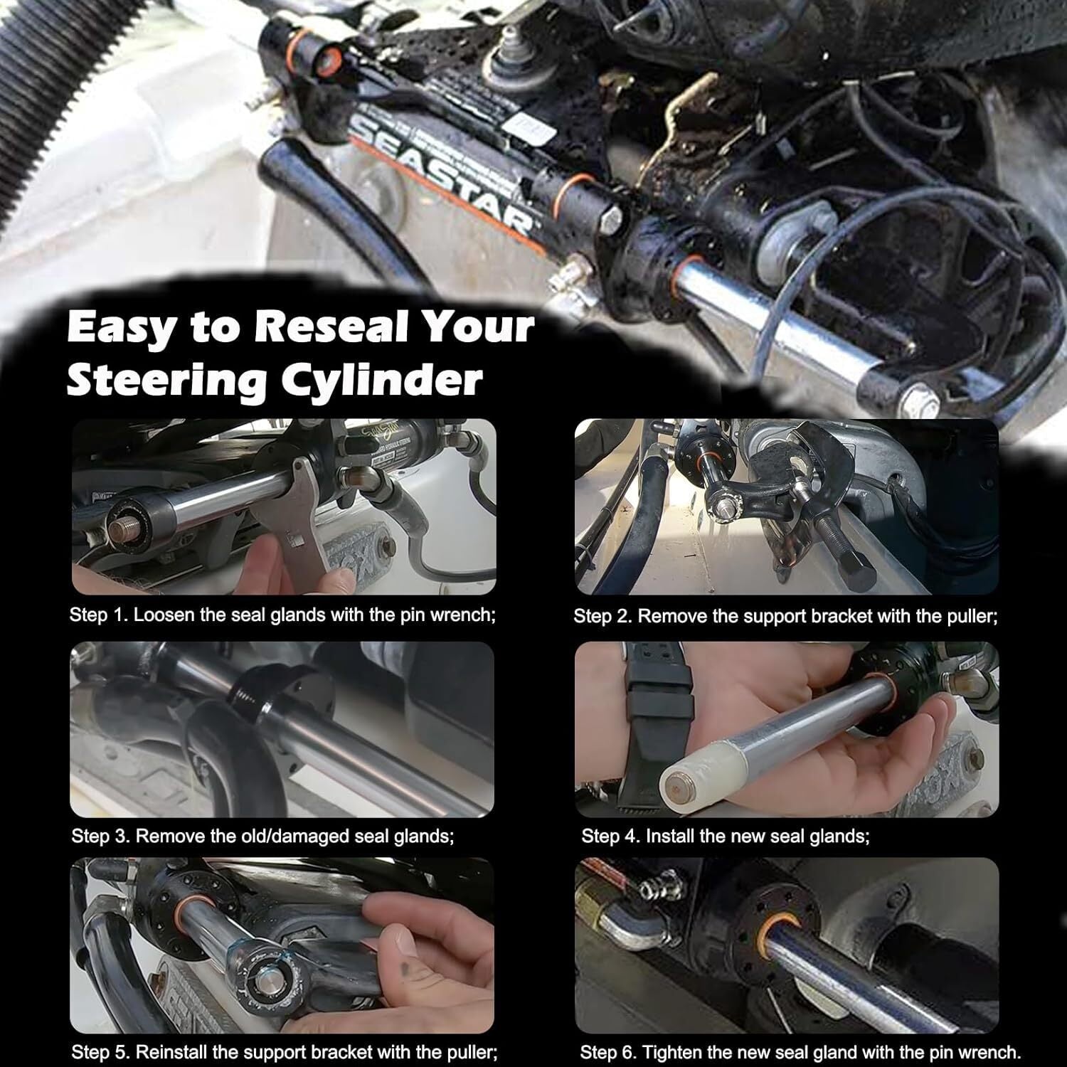 Steering Bracket Puller & HS5157 Hydraulic Steering Cylinder Seal For Seastar