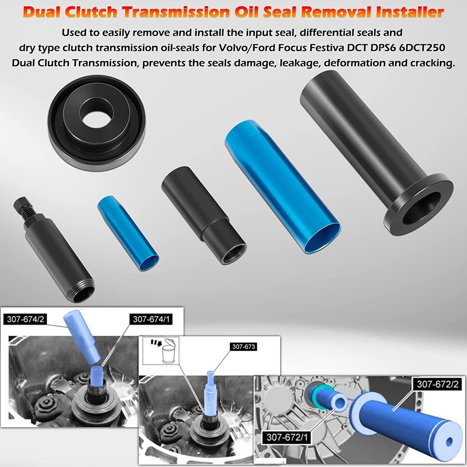 Dual Clutch Transmission Oil Seal Removal Installer Tool for Volvo Ford DCT DPS6