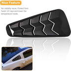 Side Window Louvers Sun Shade Cover for Ford Mustang 2005-2014 V6 V8 Matte Black