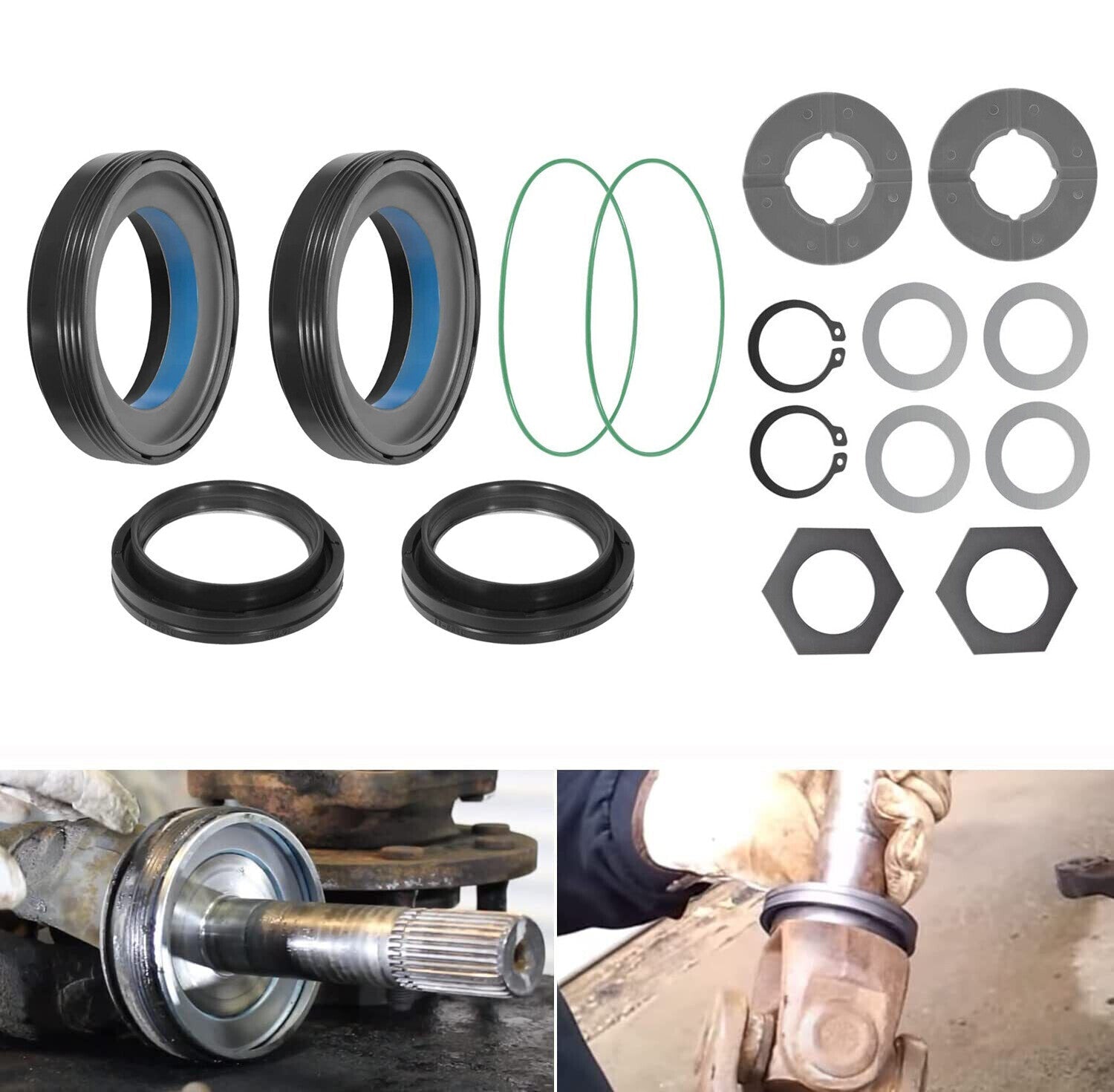 Front Axle Knuckle Tube Seal Kit & Thrust Washer Snap Ring for Ford F250 F350