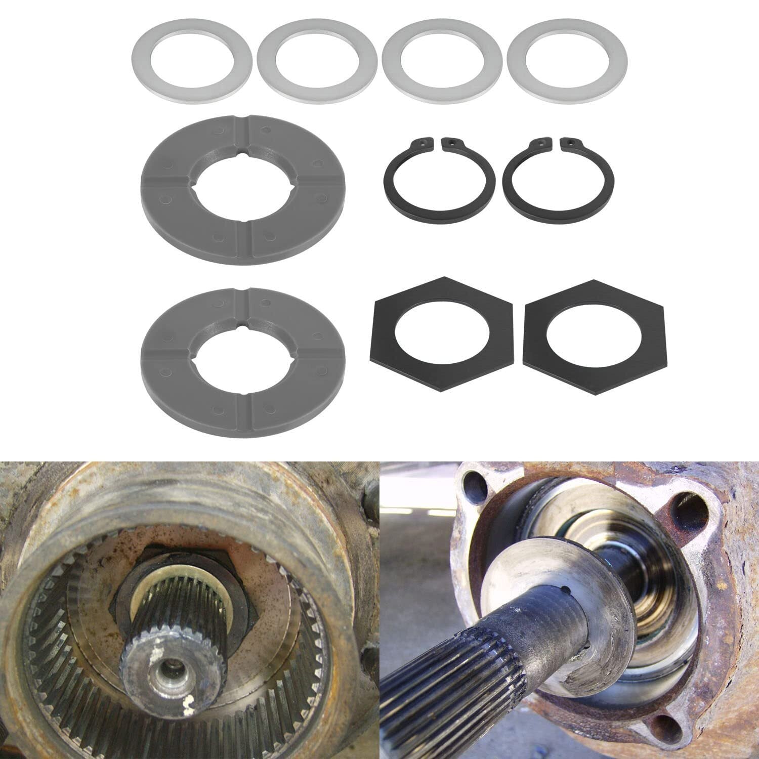 Front Axle Knuckle Tube Seal Kit & Thrust Washer Snap Ring for Ford F250 F350