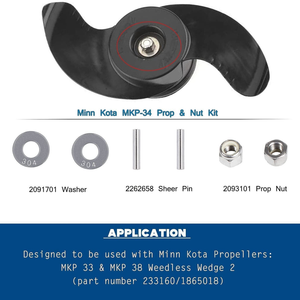 MKP-34 Prop Nut Kit E for Minnkota trolling Motor w/ MKP-33&MKP-38 Props 1865019
