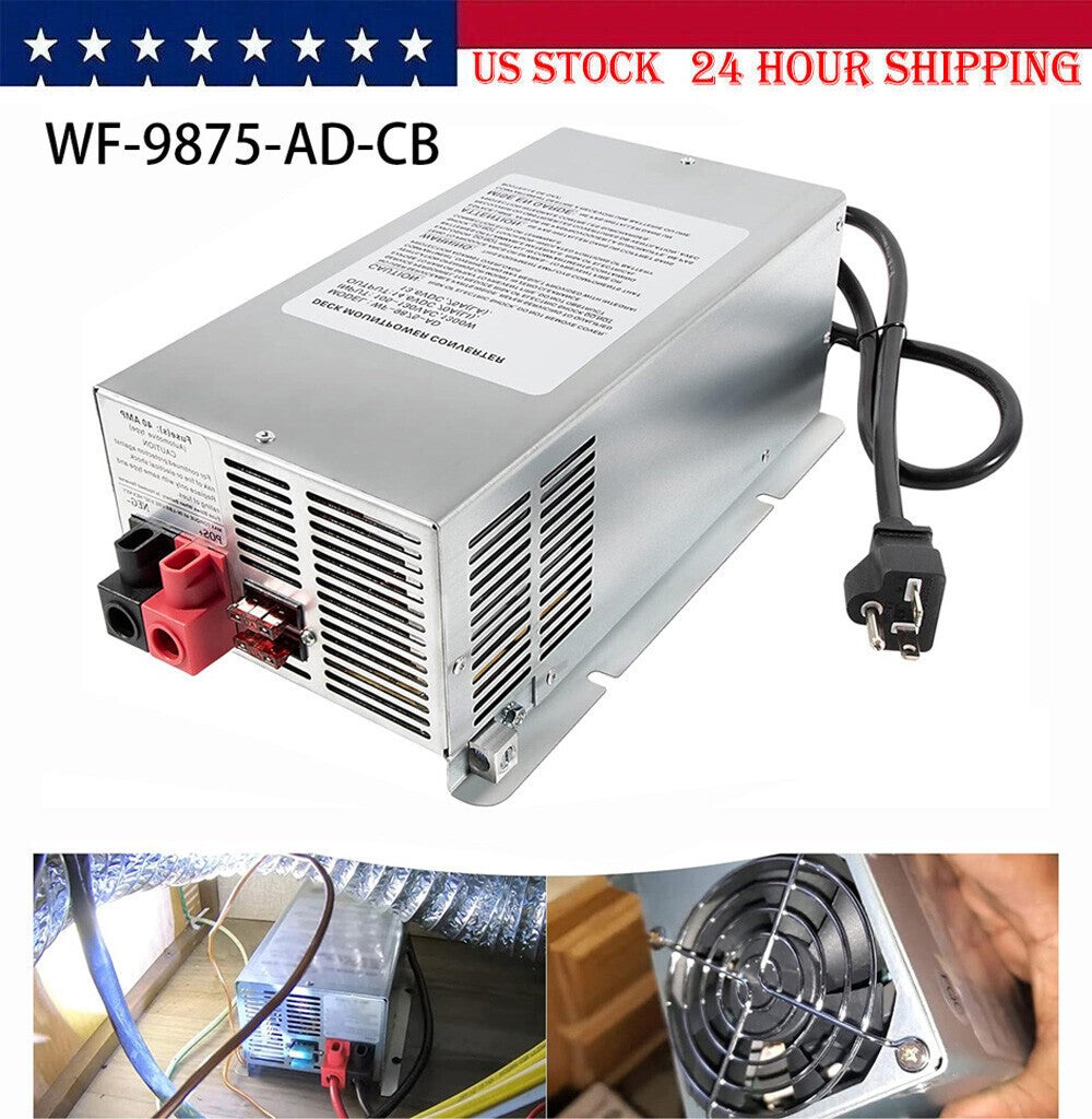 WFCO 75 Amp Deck Mount Power Converter Charger Corded RV Trailer Camper WF-9875
