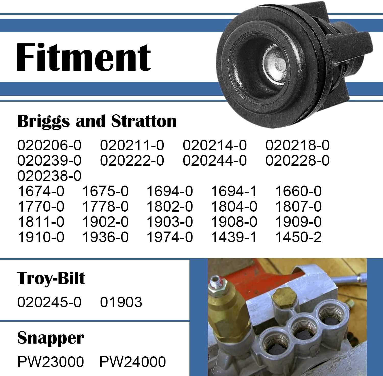 190591GS Pressure Washer Pump Valve Check Kit for Briggs & Stratton, Snapper