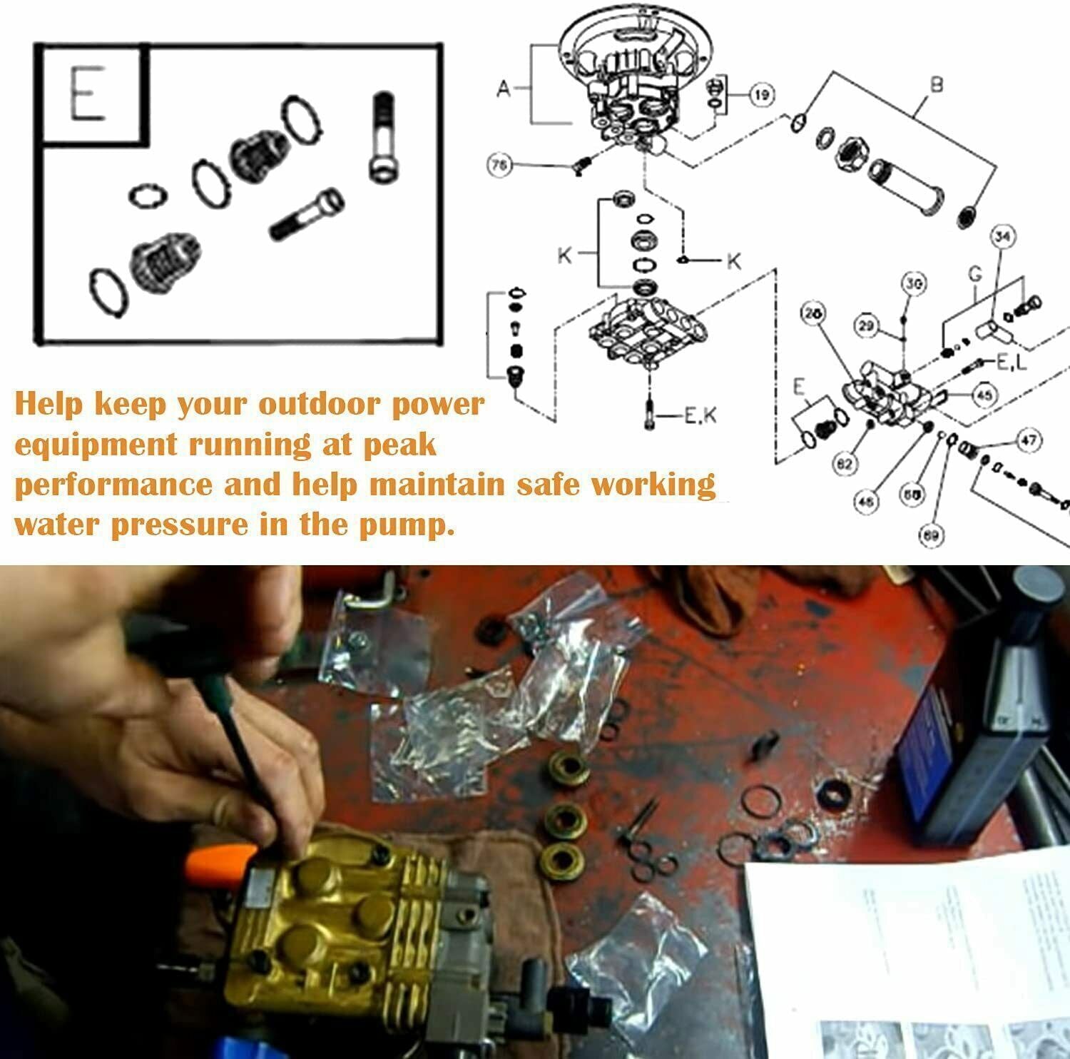 190591GS Pressure Washer Pump Valve Check Kit for Briggs & Stratton, Snapper