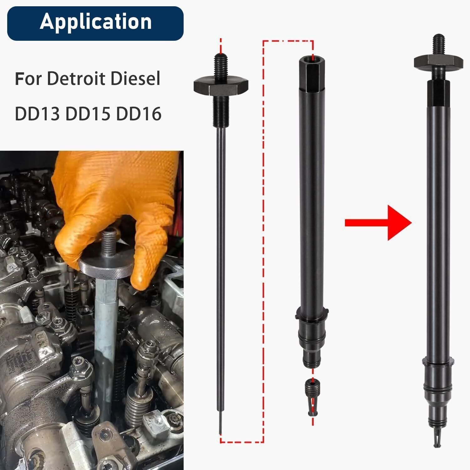J-47388-A Injector Cup Nozzle Tube Remover Installer for Detroit Diesel DD13/15