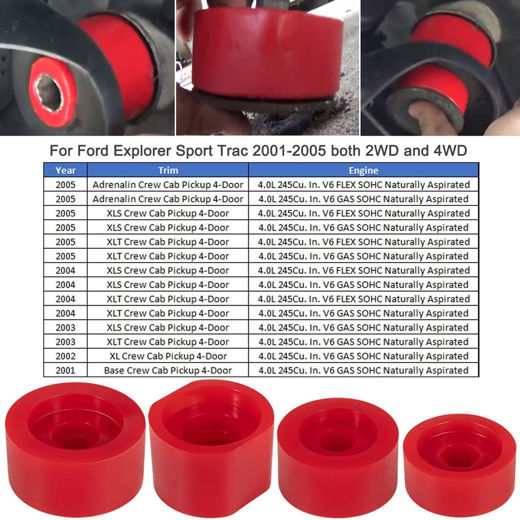 6-116 Body Mount Bushing Kit for Ford Explorer Sport Trac 2001-2005 2WD 4WD Red