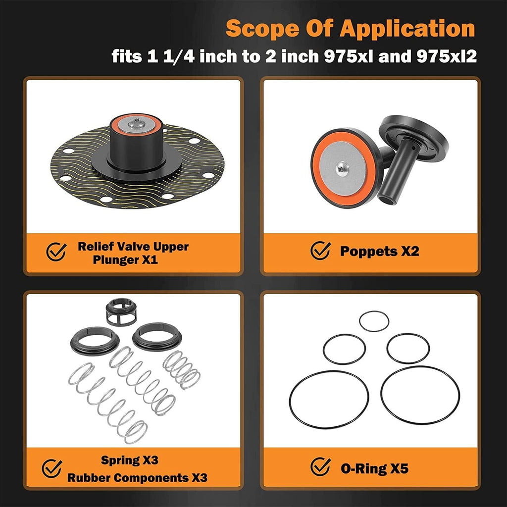 1-1/4"-2" Complete Repair Kit For Zurn Wilkins Backflow Preventer 975XL & 975XL2